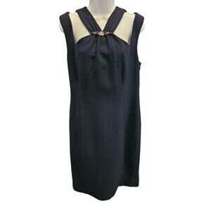 NWT Anne Klein black embellished jeweled cut out sheath dress formal sz 14 NEW